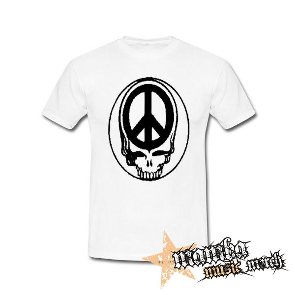 PEACE SKULL - biele pánske tričko