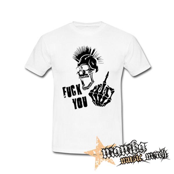 PUNK SKULL - Fuck You - biele pánske tričko