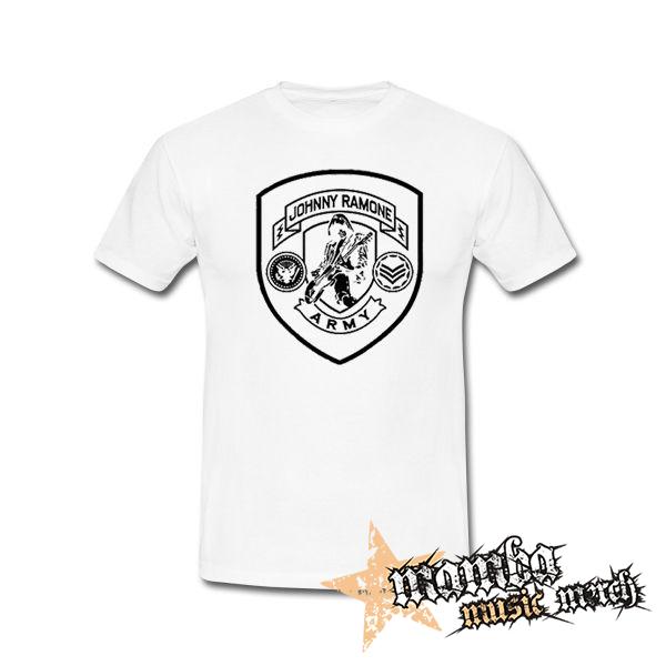 RAMONES - Johnny Ramone Army Logo - biele pánske tričko