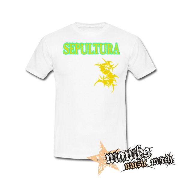 SEPULTURA - Brasil Yellow Logo - biele pánske tričko