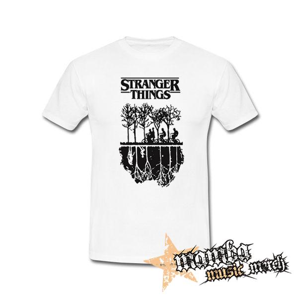 STRANGER THINGS - Upside Down - biele pánske tričko