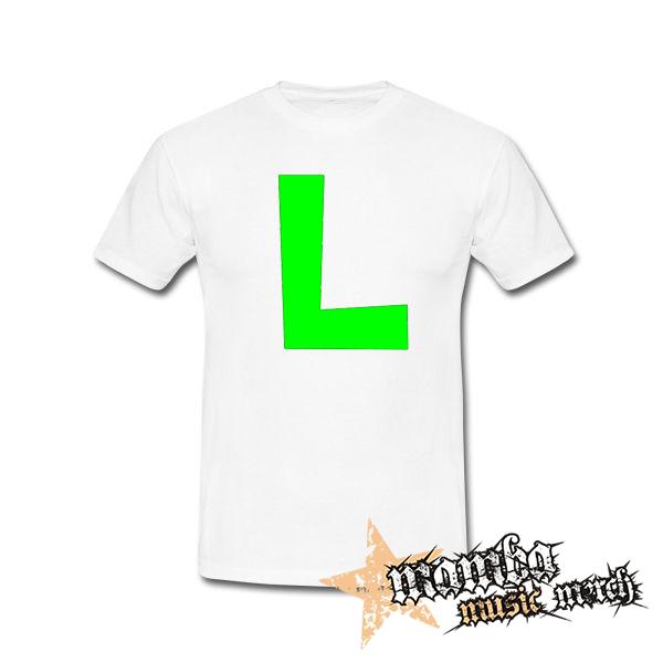 SUPER MARIO - Green Luigi Logo - biele pánske tričko