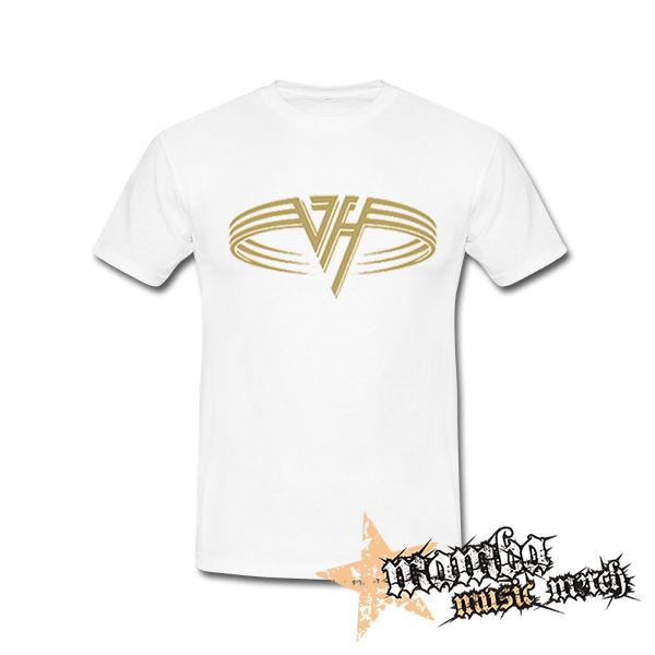 VAN HALEN - Logo Gold Circle - biele pánske tričko