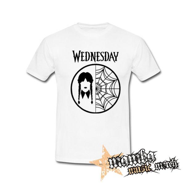 WEDNESDAY - Addams Braids & Spiderweb Motive - biele pánske tričko