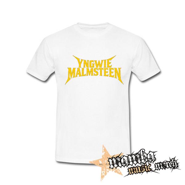 YNGWIE MALMSTEEN - Logo Yellow - biele pánske tričko