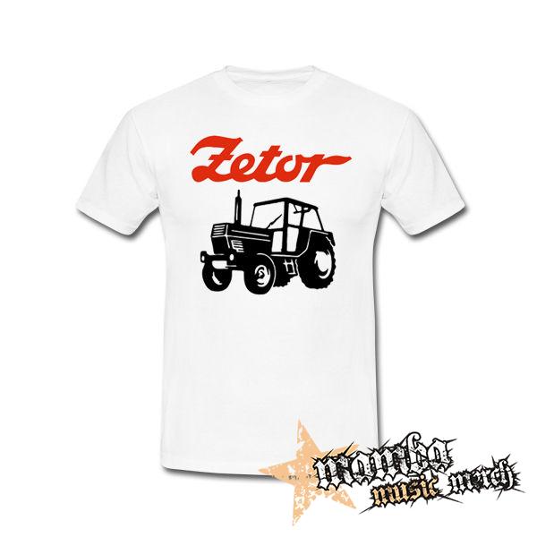 ZETOR - Červené logo a traktor - biele pánske tričko