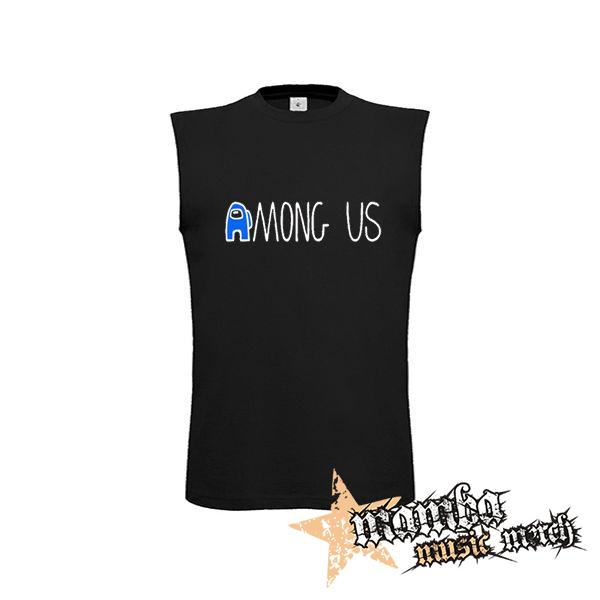AMONG US - Blue White Logo - čierne detské tričko bez rukávov