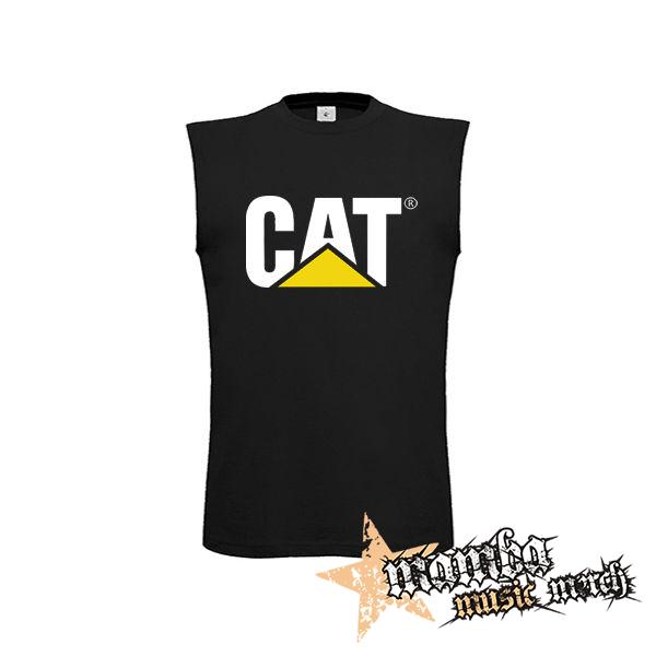CAT - Logo - čierne detské tričko bez rukávov