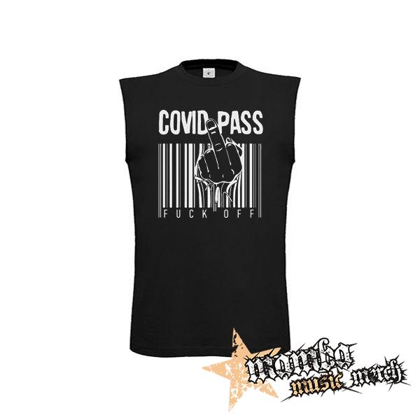 COVID PASS - čierne detské tričko bez rukávov