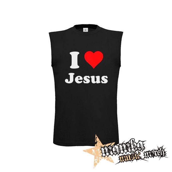 I LOVE JESUS - čierne detské tričko bez rukávov