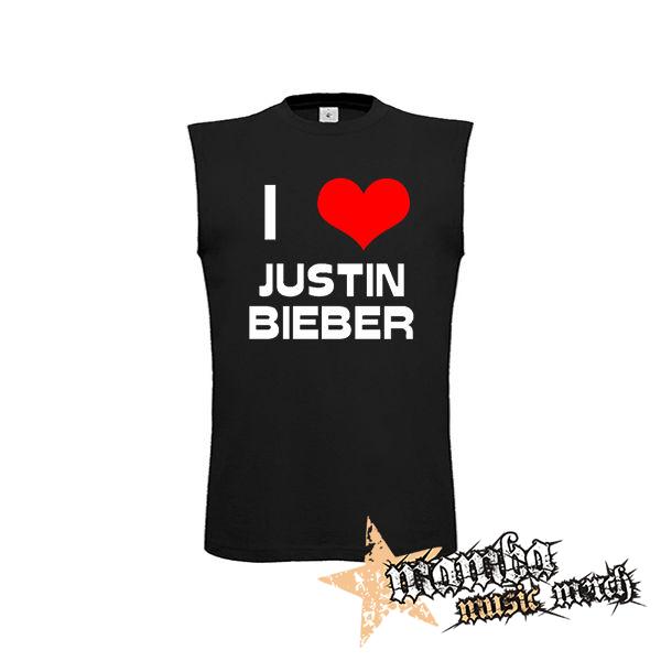 I LOVE JUSTIN BIEBER - čierne detské tričko bez rukávov