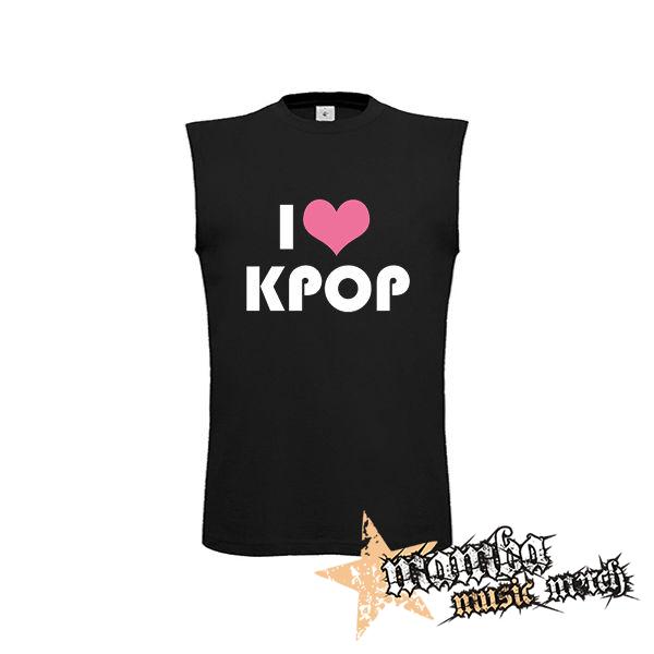 I LOVE K-POP - čierne detské tričko bez rukávov