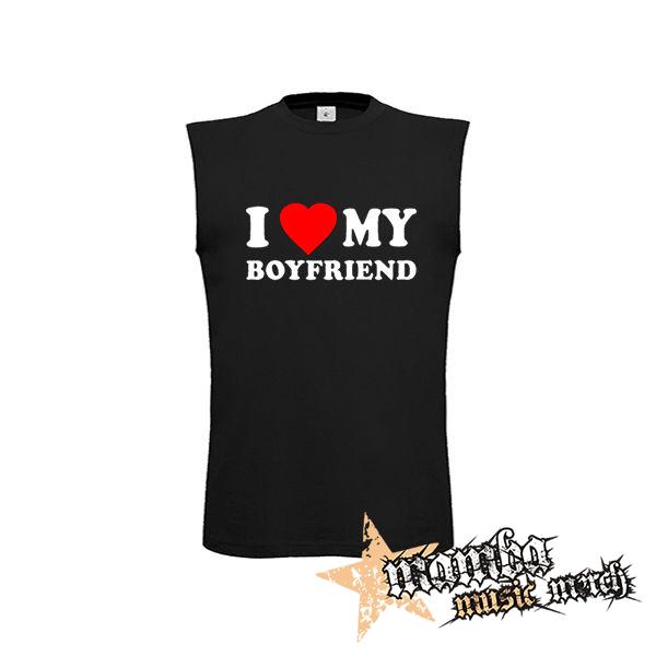 I LOVE MY BOYFRIEND - čierne detské tričko bez rukávov