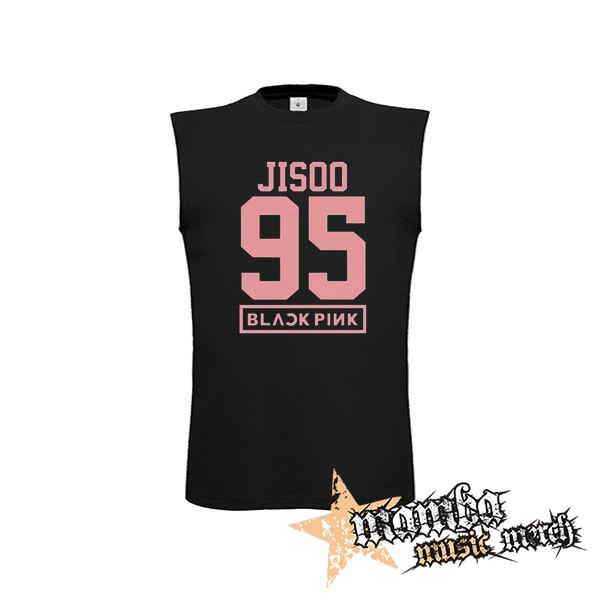 JISOO 95 - BLACKPINK - Pink Number Years - čierne detské tričko bez rukávov