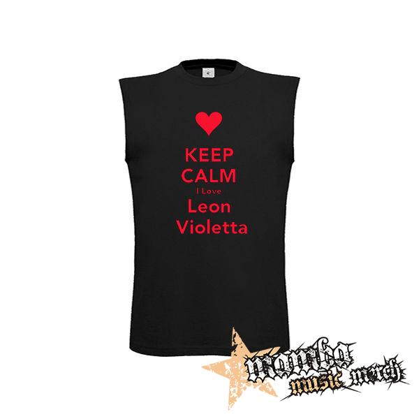 KEEP CALM I LOVE LEON VIOLETTA - čierne detské tričko bez rukávov