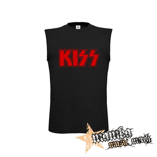 KISS - Red Logo - čierne detské tričko bez rukávov