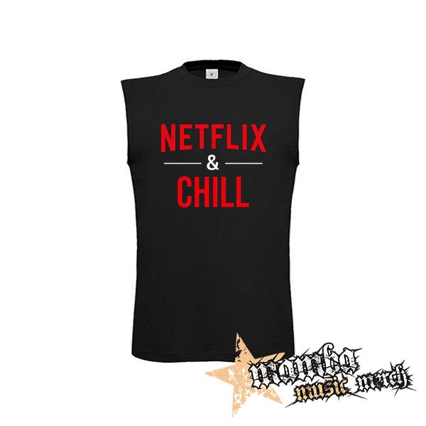 NETFLIX & CHILL - čierne detské tričko bez rukávov