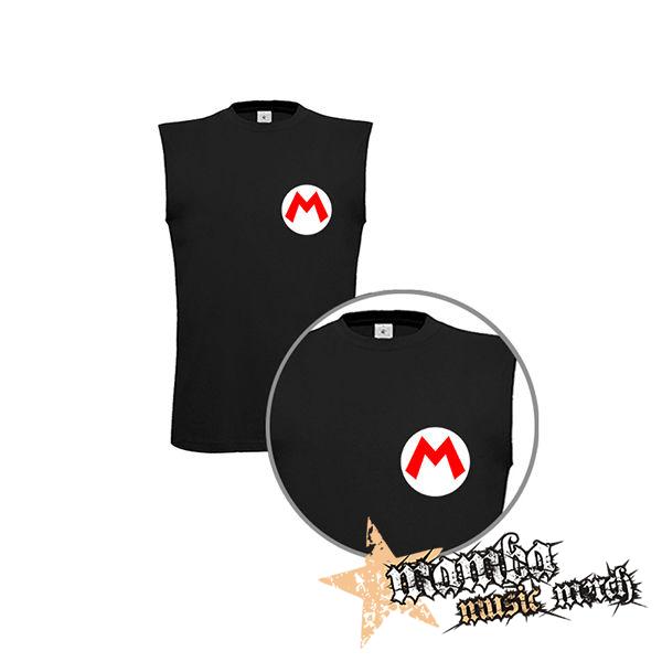 SUPER MARIO - Red Logo Crest - čierne detské tričko bez rukávov