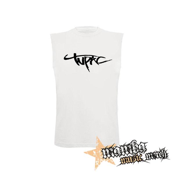 2 PAC - Tupac - biele pánske tričko bez rukávov
