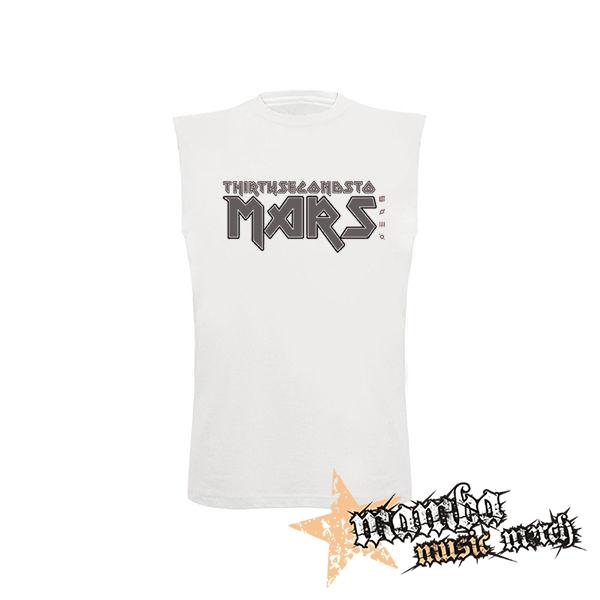 30 SECONDS TO MARS - Iron Maiden Logo - biele pánske tričko bez rukávov