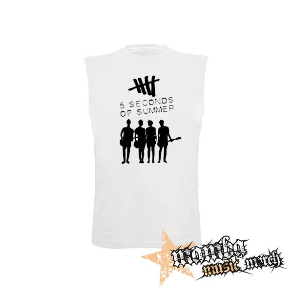 5 SECONDS OF SUMMER - Logo & Band - biele pánske tričko bez rukávov