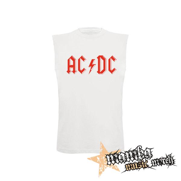 ACDC - Red Logo Vintage - biele pánske tričko bez rukávov