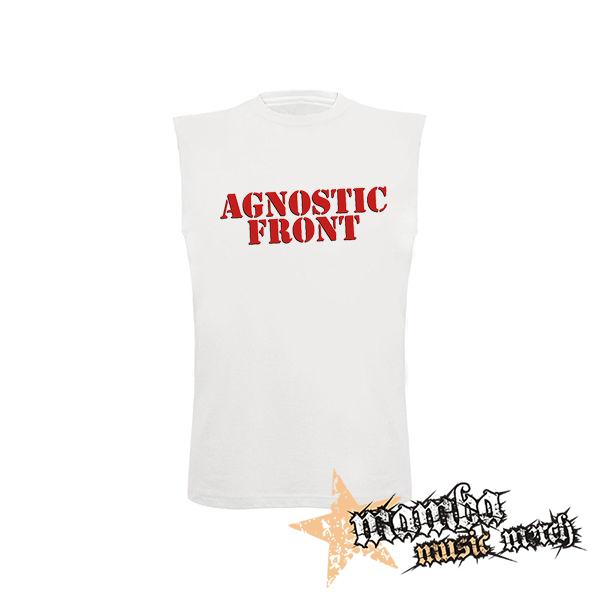 AGNOSTIC FRONT - Logo Red - biele pánske tričko bez rukávov