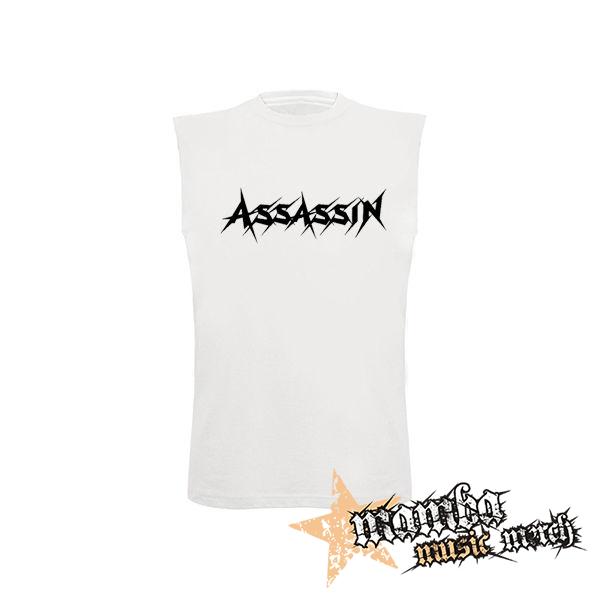 ASSASSIN - Logo Thrash Metal Band - biele pánske tričko bez rukávov