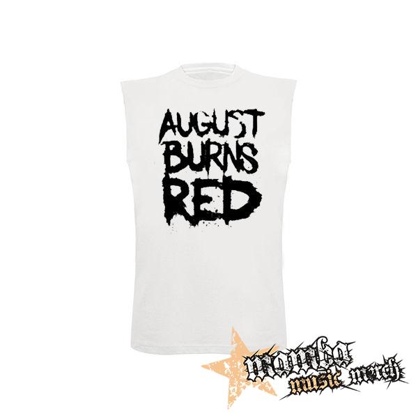 AUGUST BURNS RED - Big Logo - biele pánske tričko bez rukávov