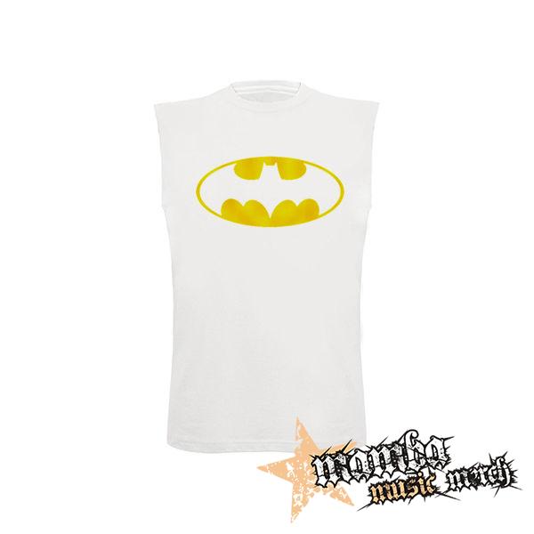 BATMAN - Yellow Logo - biele pánske tričko bez rukávov
