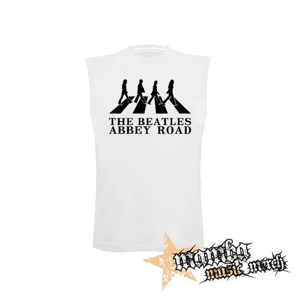 BEATLES - Abbey Roads Silhouette - biele pánske tričko bez rukávov