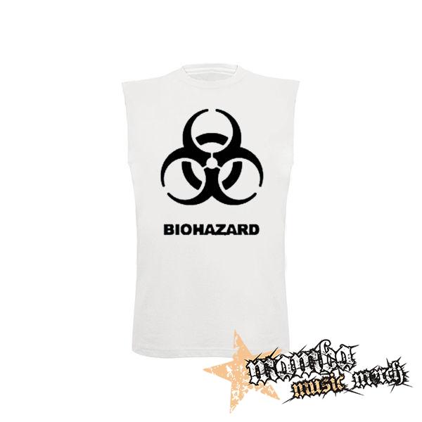 BIOHAZARD - Logo - biele pánske tričko bez rukávov