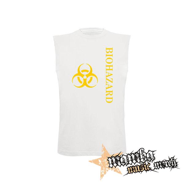 BIOHAZARD - Vertical Yellow Logo Crest - biele pánske tričko bez rukávov