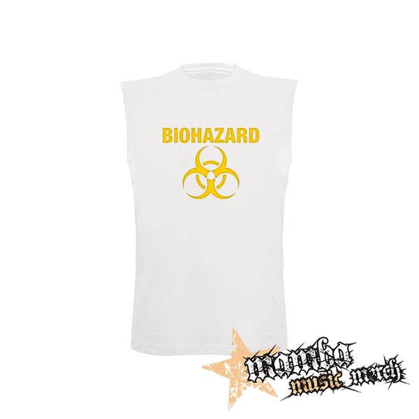 BIOHAZARD - Yellow Logo Crest - biele pánske tričko bez rukávov