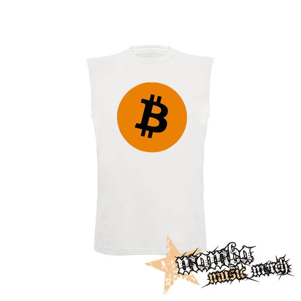 BITCOIN - Crest - biele pánske tričko bez rukávov