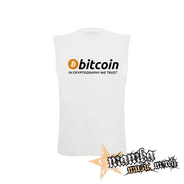 BITCOIN - In Cryptography We Trust - biele pánske tričko bez rukávov