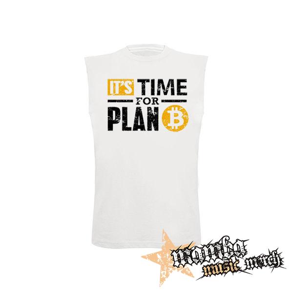 BITCOIN - Its Time For Plan B - biele pánske tričko bez rukávov