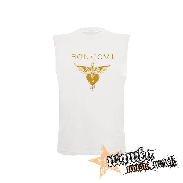 BON JOVI - Yellow Heart - biele pánske tričko bez rukávov