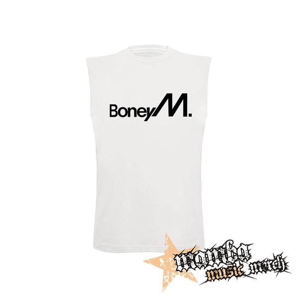 BONEY M - Logo - biele pánske tričko bez rukávov