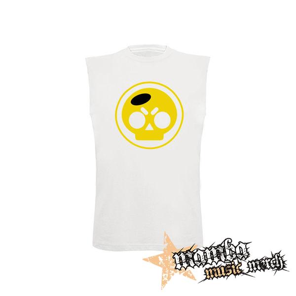 BRAWL STARS - Yellow Skull - biele pánske tričko bez rukávov
