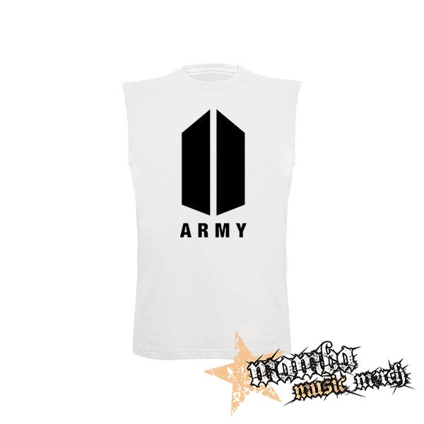 BTS - BANGTAN BOYS - Army Logo - biele pánske tričko bez rukávov