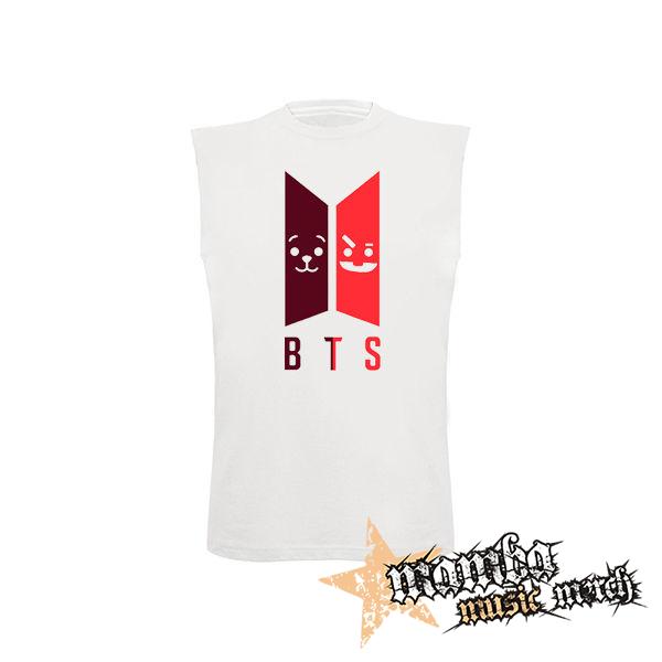 BTS - Emoji BT21 Logo COLOUR - biele pánske tričko bez rukávov