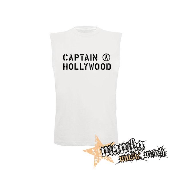 CAPTAIN HOLLYWOOD - Logo - biele pánske tričko bez rukávov