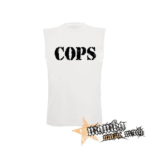 COPS - biele pánske tričko bez rukávov