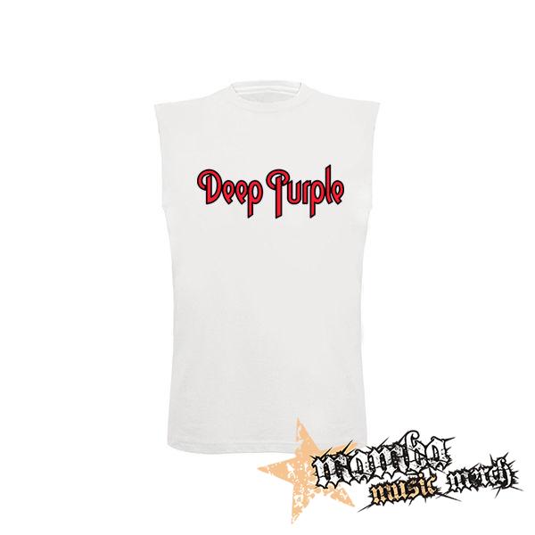 DEEP PURPLE - Logo Red Black - biele pánske tričko bez rukávov