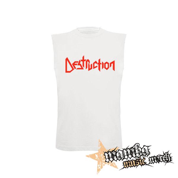 DESTRUCTION - Red Logo - biele pánske tričko bez rukávov