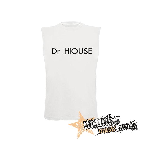 DR HOUSE - Logo - biele pánske tričko bez rukávov