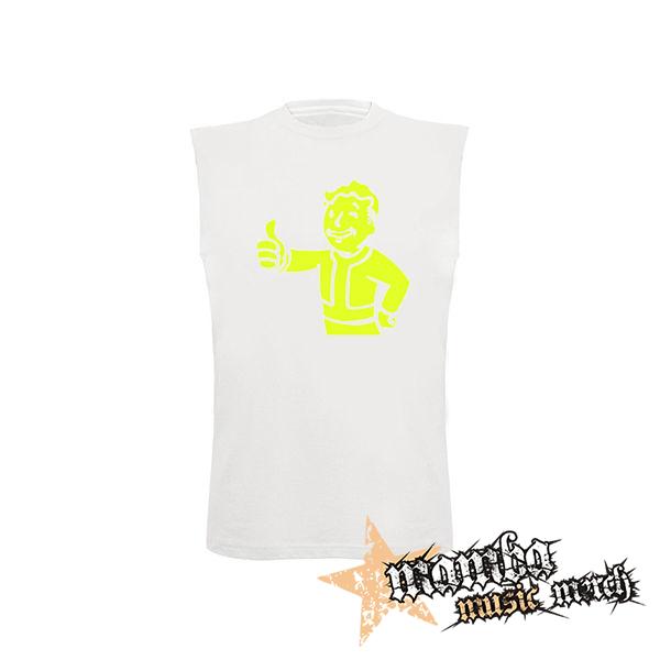 FALLOUT - Vault Boy Green - biele pánske tričko bez rukávov