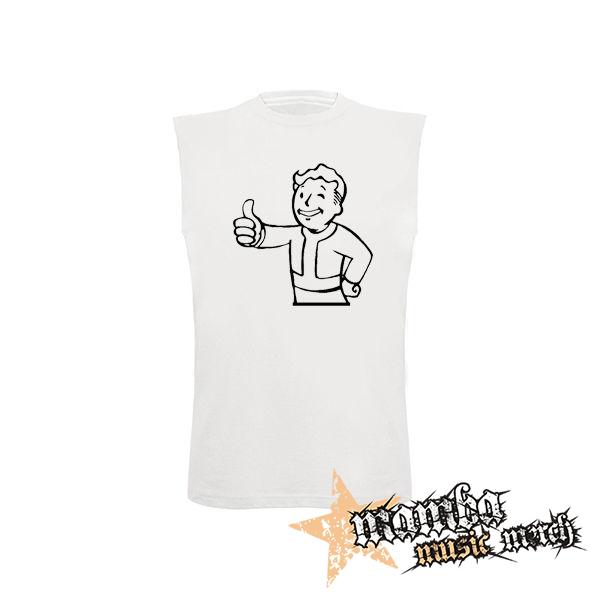 FALLOUT - Vault Boy - biele pánske tričko bez rukávov