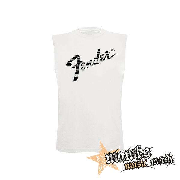 FENDER - Logo Vintage - biele pánske tričko bez rukávov